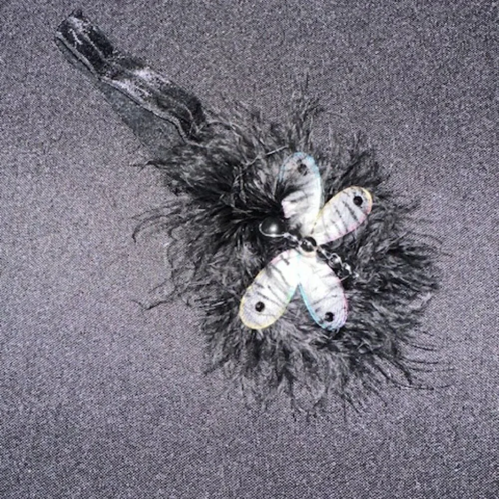 *****   Black Dragon Fly Feather Headband  7333    Handmade NWT Boutique